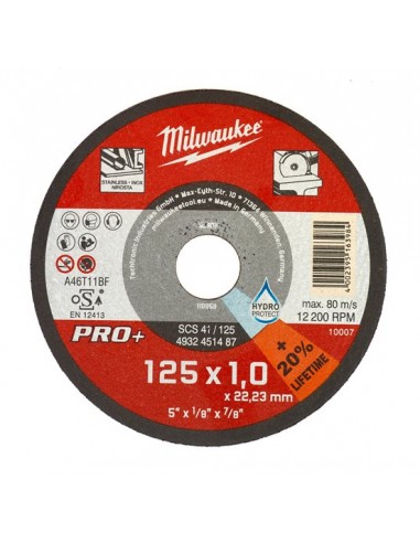 DISCO DE CORTE AÇO INOX 125MM MILWAUKEE PRO  1MM