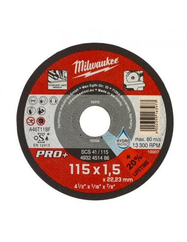 Discos de corte, Milwaukee, rebarbadoras, Discos de corte, diâmetro 115 mm, profissionais da construção