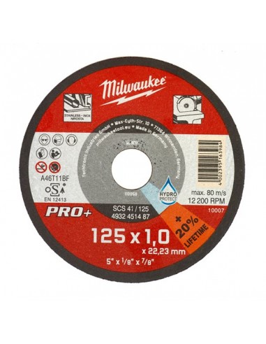 Discos de corte, Milwaukee, rebarbadoras, Discos de corte, diâmetro 125 mm, profissionais da construção