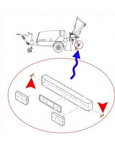 Refletor Retangular lateral amarelo, maquinas de betão Putzmeister, tipo M730, sinalização, peças, maquinas, Portuga