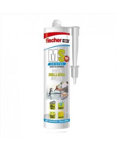 Silicone MS Plus Fischer, transparente, Branco, Cinza, Castanho, Silicones,.Cola e Veda, 290ml, Fischer, quimicos