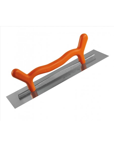 Liçosa de 2 Mãos com Lâmina em aço temperado niquelado, 50 X 12 cm, Lamina 0,6mm, Pegas, Cabo de plástico