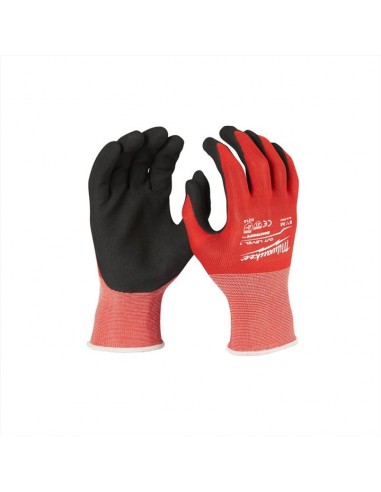 Luvas de trabalho, Milwaukee, Luvas anti Corte, Palma reforçada por nitrilo texturizado, resistência à abrasão, nív