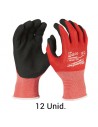 Luvas de trabalho, Milwaukee, Luvas anti Corte, Palma reforçada por nitrilo texturizado, resistência à abrasão, nív