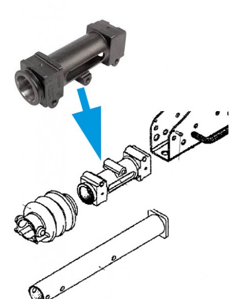 Cartucho para engate reboque, Pescoço de cavalo, Putzmeister, M740, reboque, engate Maquinas de betonilha, Máquinas