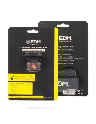 MINI LANTERNA DE CABEÇA EDM LED 400 LM